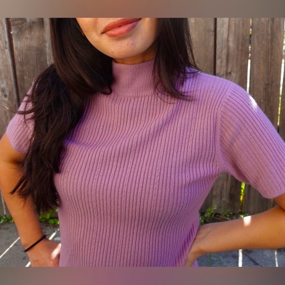 Lavender Purple Turtleneck Top
